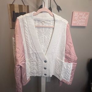 POL White and Pink Women's Cardigan